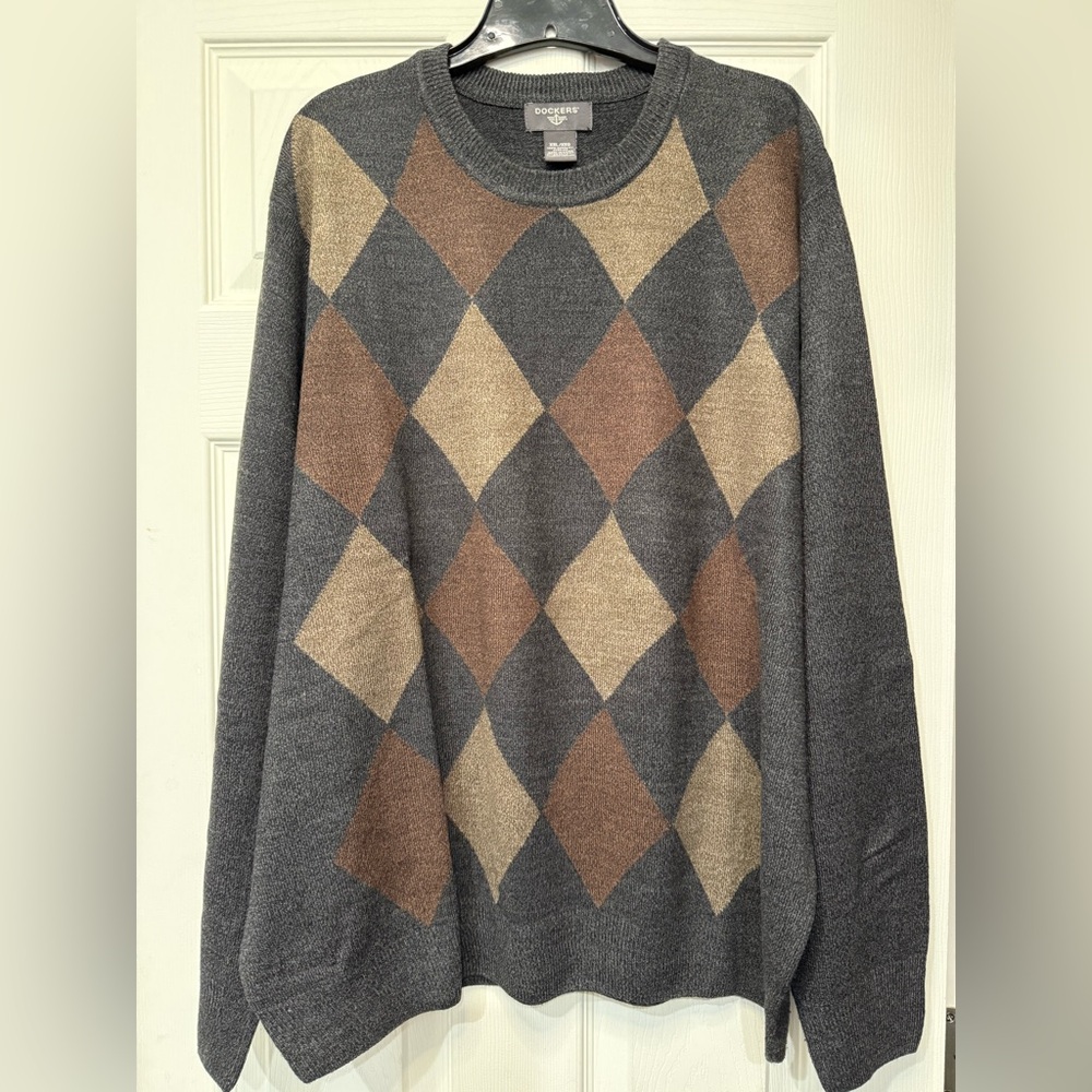 Dockers Earth Tones Argyle Crewneck Sweater